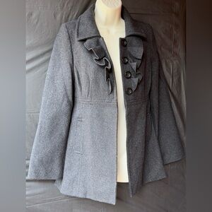 Old Navy Women’s Trench Coat Wool-Blend Jacket With Ruffle Details Size XS